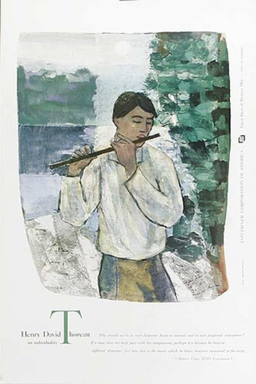 “The Flute Player” by Hazard Durfee with a quote by Henry David Thoreau.