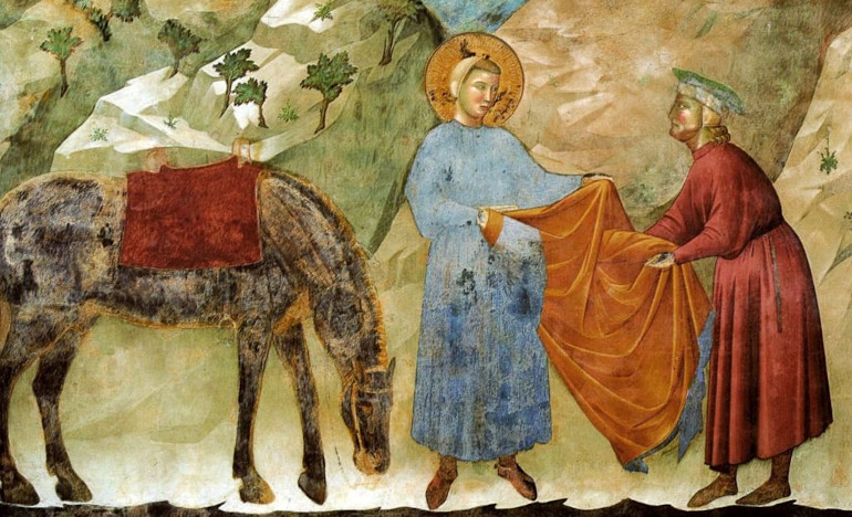 Francis gives up his mantle.